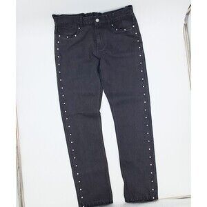 PLEASURES Bling 5 Pocket Denim Jeans Black Rhinestone Studded Men's Size 30